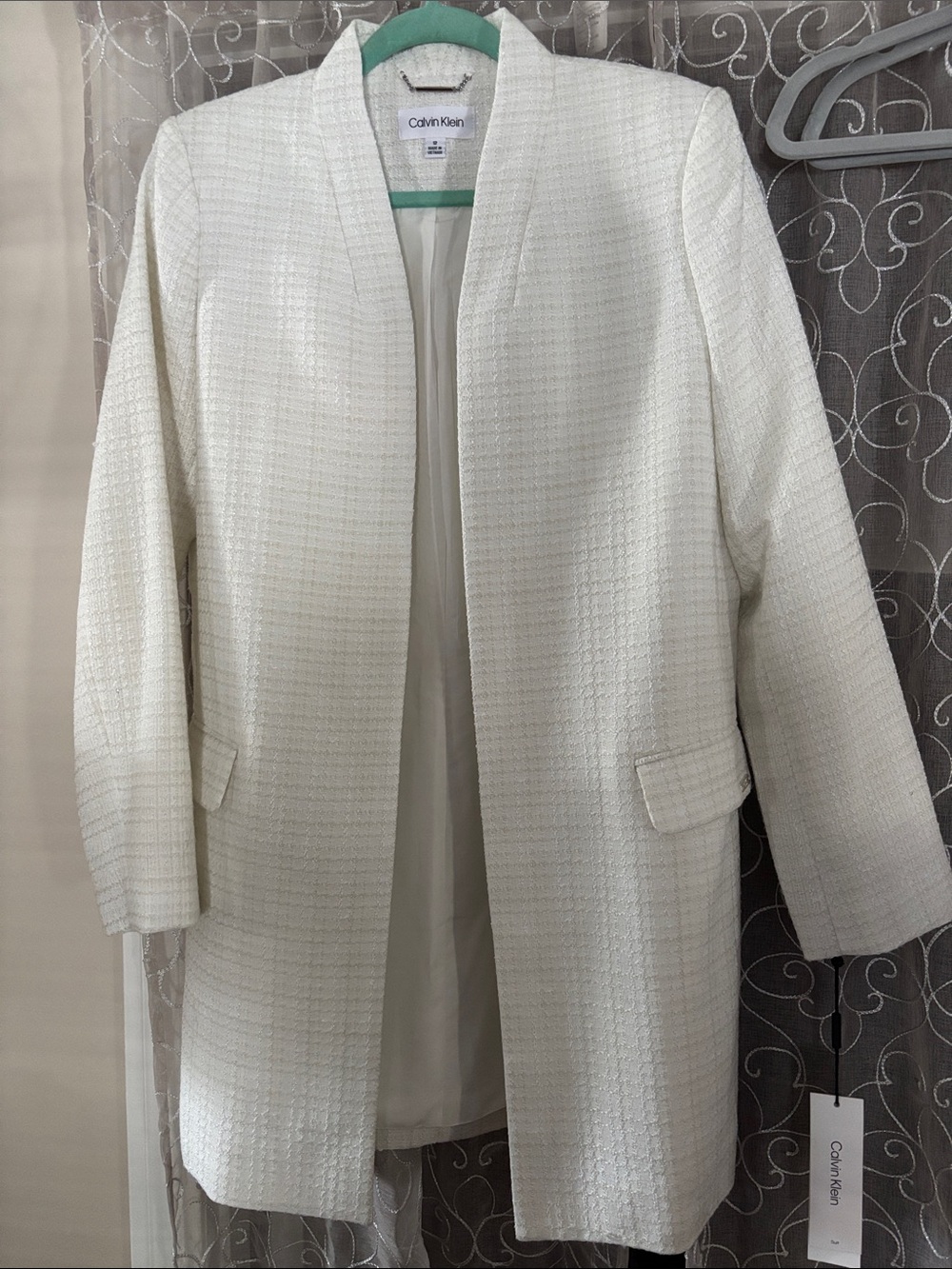 Calvin Klein Women's white Textured Open-Front Blazer Coat